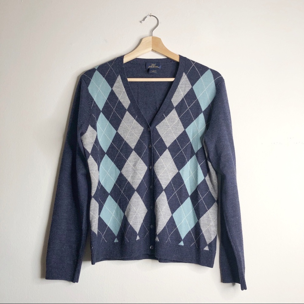 BROOKS BROTHERS 346 Merino Wool Argyle Cardigan